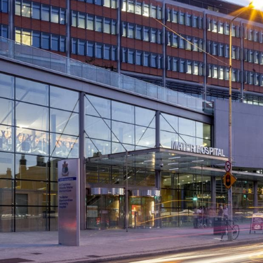 The exterior of the main hosptial building of The Mater Misericordiae University Hospital